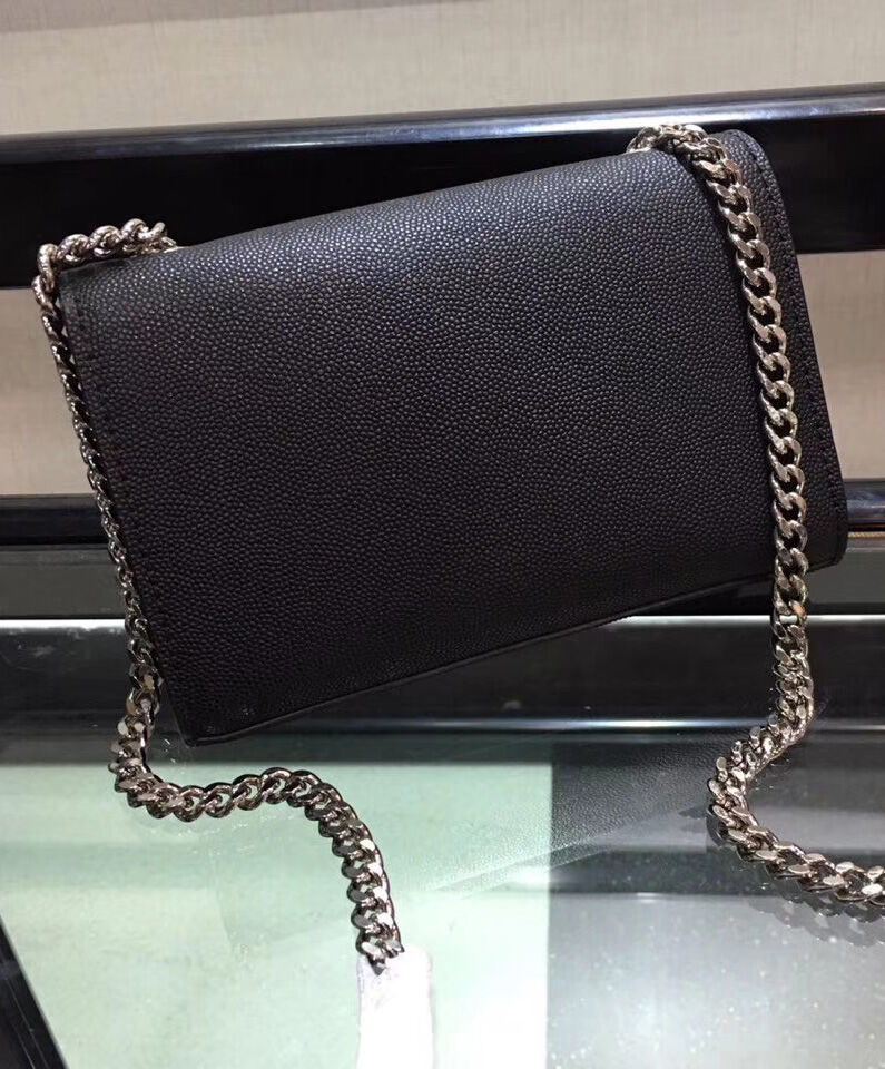 Saint Laurent Grain De Poudre Small Monogram Kate Satchel 452158 Black